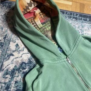 Green POLO Hoodie with Patterned Lining (DISCONTINUED IN STORES)